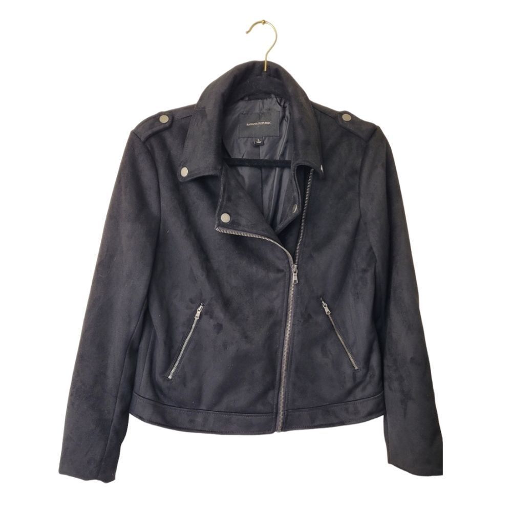 Banana Republic Black Faux Suede Moto Jacket